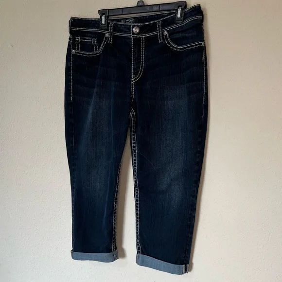 Silver Jeans Indigo Cropped Women's Jeans - Picture 2 of 8